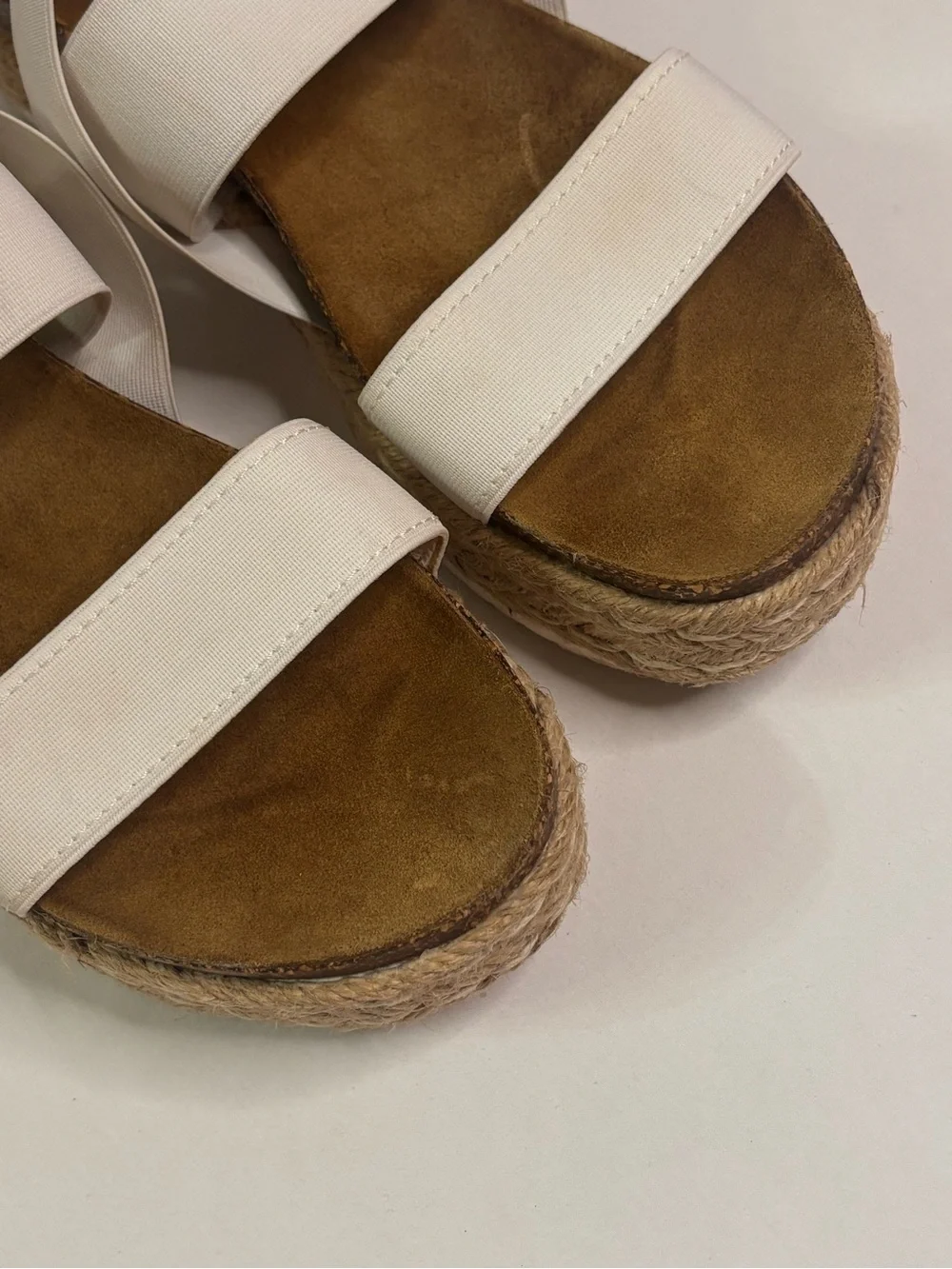 Kahulua -Kahulouis White Espadrille Platform Sandals Elastic Straps - Women's 7